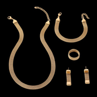 Vente en gros Ensemble de bijoux pour femmes collier de mailles en acier inoxydable plaqué or 18 ct rétro de haute qualité