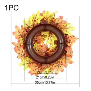 Guirnalda de hojas de arce simuladas de otoño, decoración de flores de seda redonda de 35 cm para exhibición en ventanas del hogar en Acción de Gracias - Product Image 5