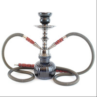 Chicha arabe transfrontalière complète avec double tuyau, en métal, avec miroir et accessoires