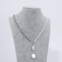 Bijoux à longue chaîne ajustable en acier inoxydable pour femmes Collier en coquillage en pierre naturelle Collier en vrac Cadeau pour femmes