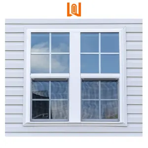 Miễn Phí Thiết Kế Khu Dân Cư Điện Vinyl Dọc Trượt Cửa Sổ Kính PVC Đôi Treo Cửa Sổ