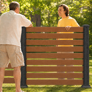 Panneau de clôture composite WPC semi-ouvert avec poteau en aluminium 1,2 m, résistant aux UV, anti-décoloration, durable pour jardin, cour, villa - Product Image 1