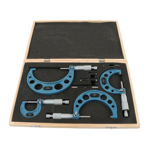 Micrometer Set Schroefmicrometer 4-delige set Mechanische micrometer Diametermeting 0-100mm Gemaakt in China Verpakking in houten kist - Product Image 1