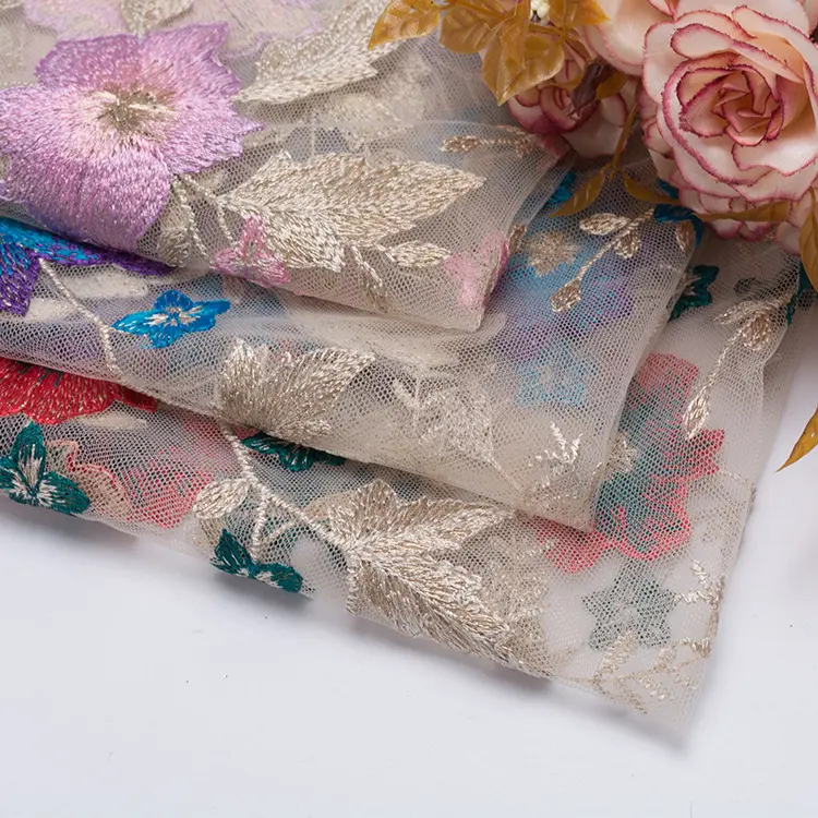 High End verkauft gut Hochzeits kleid Mehrfarbige Stickerei Chinese Peony Fabric