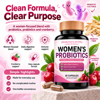 Complément Probiotique pour Femmes 60 Capsules Prébiotiques Canneberge pour la Santé Vaginale Urinaire Digestive Immunitaire Soutien Quotidien
