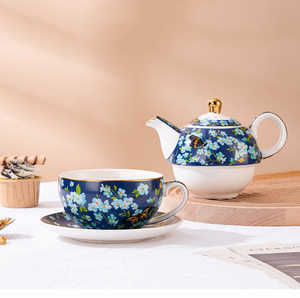 Vintage Flower and Butterfly Tea <b>Set</b> Gold Rim Ceramic Tea for One <b>Teapot</b> and Cup Saucer <b>Set</b> - Product Image 6