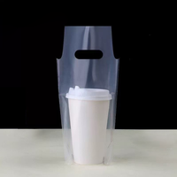Sac porte-gobelets pour café à emporter, sac de transport personnalisé en plastique pour boissons, pour bar à bubble tea et livraison de jus, sac de transport pour deux gobelets