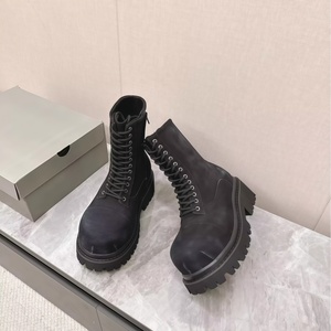 Bottes de luxe pour couple, nouvelle collection automne, style Paris, en toile, à semelle épaisse et plateforme, bout carré, fermeture éclair latérale, en cuir véritable - Product Image 4