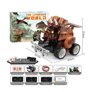 Programmierbare RC Dinosaurier-Lkw Bauklötze-Sets DIY Dinosaurier Dampf Montage-Spielzeug Kinder elektrische 3D-Puzzle-Spielzeuge Bauklötze-Satz