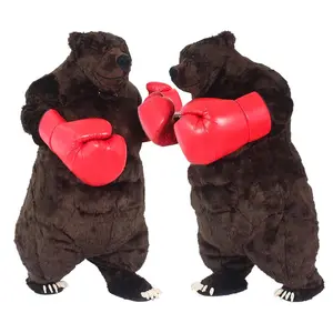 Funtoys Flush Giant Boxing Bear Brown Bear Animal Cosplay Inflatable Mascot Costume For Adult For Halloween Perform