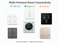 Interrupteur mural intelligent pour chambre d'hôtel Zigbee WiFi BLE, écran tactile en verre, commande vocale, lumière, rideau, AC pour bâtiment hôtelier intelligent