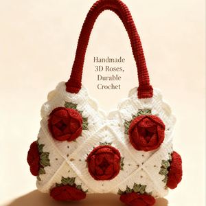 Bolso de Ganchillo Hecho a Mano para Mujer, Serie Rosa, Bolso de Moda para Abuela, Bordado, Abierto, para Ocio y Vacaciones - Product Image 3