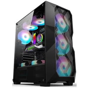 Hongyi OEM Customized your logo white black ATX Best Price gaming computer pc cases towers M-ATX gaming PC cases with RGB fan