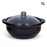Ensemble de casseroles en céramique de 1 L, noir, compatible induction, qualité professionnelle, double poignée, durable, antiadhésif, passe au lave-vaisselle
