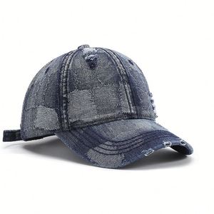 Casquette de baseball en jean à 6 panneaux unisexe, coupe-vent décontractée printemps-automne, petite visière bec de canard, 100 % coton, réglable - Product Image 1