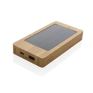 Banque d'alimentation solaire 10 000 mAh en bambou, gadgets écologiques - Product Image 1