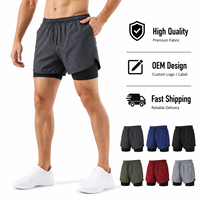 Pantalones Cortos Deportivos para Hombre, 2 en 1, con Forro de Compresión Interno, Secado Rápido, Cintura con Cordón Ajustable, para Fitness, Running, Entrenamiento