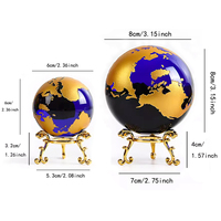 Globe terrestre en verre bleu cristal, fait main, sablé, personnalisé, presse-papiers en cristal pour la décoration de bureau