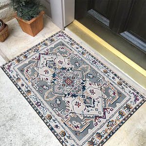 Paillasson rectangulaire style ethnique avec médaillon, en fibre de polyester, lavable en machine, base antidérapante en TPR, pour usage domestique - Product Image 2