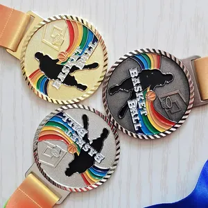 2024 Custom Medallas De Futbol Medailles Football Run Race Taekwondo Soccer Award Metal Gold Ribbon Sport Blank Medals