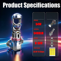 F21 54W 5400LM 3570 Chips 6000K Canbus IP68 H4 H7 Ventilador de Refrigeración Accesorios para Automóviles Mini Lente de Proyector LED para Automóviles Jeep Motocicleta