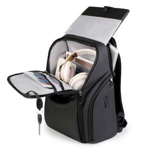 Sac à dos d'école professionnel multifonctionnel noir avec poche cachée, imperméable, logo personnalisé, sac à dos pour ordinateur portable de 15,6 pouces - Product Image 5