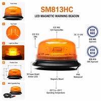 Balise magnétique à base en aluminium ECE R65 E9 EMC CE UKCA RoHS Emark SM813HC, couleur ambre, 12-24V, garantie 3 ans