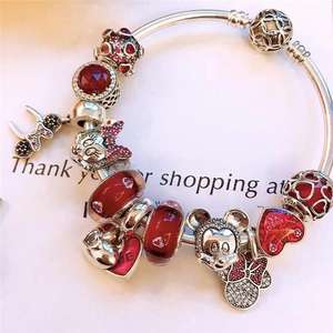 Toptan son çıkan yüksek kalite S925 gümüş gül altın bilezik seti boncuk orijinal Pulsera moda güzel bilezik - Product Image 5