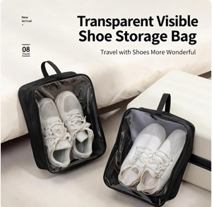 Sac à chaussures transparent imperméable, rangement portable pour chaussures de voyage avec poignée, pochette zippée anti-poussière pour le <span class=keywords><strong>sport</strong></span> et les trajets quotidiens - Product Image 4