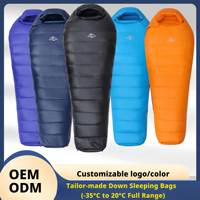 Sac de couchage double en duvet de canard pour adulte, sac de couchage d'urgence gonflable, sac de couchage de camping imperméable pour l'hiver -20°C