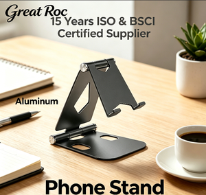 Support de téléphone <span class=keywords><strong>portable</strong></span> réglable, support de bureau en aluminium avec base antidérapante et port de charge pratique - Product Image 1