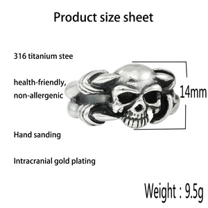 <b>Skull</b> <b>Ring</b> Stainless Steel Men's Punk Style Jewelry Gift Fashion <b>Rings</b> 213020 - Product Image 4