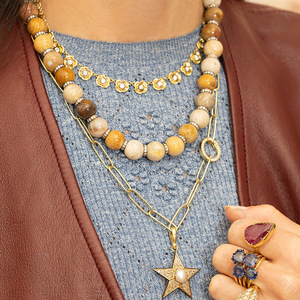 Collier boule disco turquoise Gemnel, rondelles de diamant noircies, plaqué argent 925, perles dorées, pour femme - Product Image 4