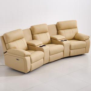 Ensemble de canapés inclinables électriques multifonctionnels de luxe en cuir italien sur mesure avec structure en bois extensible pour <span class=keywords><strong>home</strong></span> cinéma et salon - Product Image 4