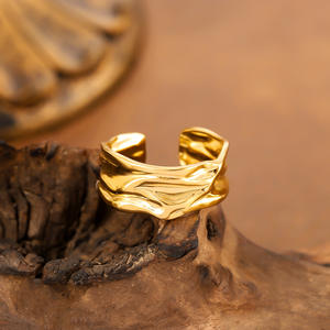 Новое элегантное кольцо унисекс <span class=keywords><strong>2026</strong></span> года с неровным выемом, позолоченное 18-каратным золотом, из нержавеющей стали, для женщин - Product Image 2