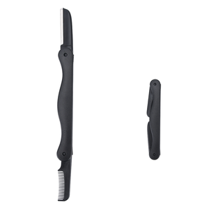 Depiladora Facial 2 en 1 Compacta y Plegable de Acero Inoxidable, Recortadora de Cejas, Depiladora con Punta Inclinada, Peine y Depiladora Exfoliante para Cejas - Product Image 1