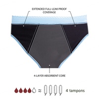 Braguitas Menstruales de 4 Capas para Mujer, Estilo Hipster, Sin Costuras, Alta Absorbencia, a Prueba de Fugas, Tejido Oeko-Tex, Color Personalizado, ODM