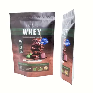 Custom Design Printed Large Capacity Leakproof Frosted Matte Finish Ziplock Whey Protein Stand Up Mylar Pouch