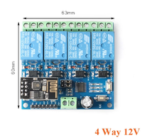 ESP8266 Módulo de Relé WiFi de 1, 2 y 4 Vías, Interruptor de Control Remoto para Casa Inteligente, ESP01, Módulo Inalámbrico, Aplicación de Teléfono, 1, 4 Vías, 5V, 12V