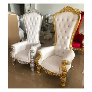 Barato boda oro real rey trono silla para reina al por mayor