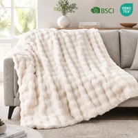Couverture en fausse fourrure de lapin, anti-boulochage, antistatique, pour l'intérieur, en tissu lourd, pour l'hiver, fabriquée en Chine