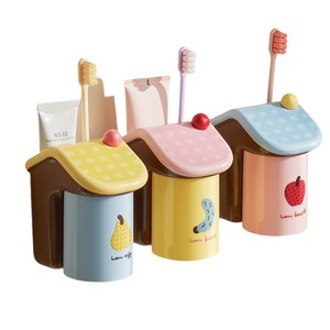 Chunzao <b>Toothbrush</b> Cup <b>Holder</b> Wall Mounted <b>Suction</b> Cup Plastic With Lid For Bathroom Storage - Product Image 5