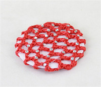 Couverture de chignon en strass faite à la main Crochet Snood filet à cheveux avec diamant tricoté accessoires de cheveux pour femmes filles Ballet danse patinage