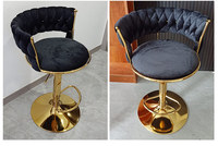 Factory Hot Sell Höhen verstellbar Moderne Luxus Bar Möbel Green Velvet Swivel Pink Barhocker für die Küche mit Goldbein