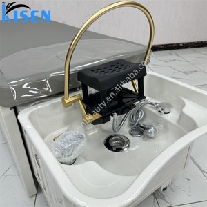 KISEN Lit de lavage de cheveux professionnel avec bac à shampoing, table de massage, fonction spa, thérapie capillaire chauffante et lit de pédicure - Product Image 3