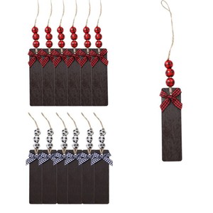 Etiquettes décoratives de Noël en bois KingWIN 12x3cm avec perles et ruban pour décorations de fêtes - Product Image 5