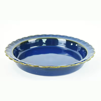 Ensemble de vaisselle quotidienne en céramique bleue personnalisable allant au four à micro-ondes, plat de cuisson, bol, tasse, vaisselle incluse