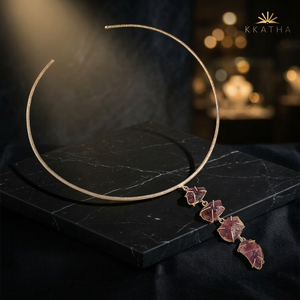 Conjunto de gargantilla de perlas Cascade violeta KKAT |   Collar llamativo de plata de ley con amatista - Regalo de boda para mujer - Product Image 3