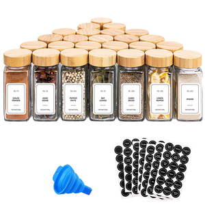 Barattolo per Spezie Quadrato Ecologico da 120ml, Coperchio in Bambù, Confezione Personalizzata, 24 Contenitori per Erbe e Spezie, Utensili da Cucina in Stile Rustico - Product Image 2