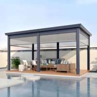 Pergola bioclimatique électrique intelligente en aluminium avec toit à lames orientables, pour villa, jardin, gazebo, auvent extérieur motorisé avec stores latéraux